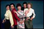 Actors (L-R) Karen Mason, Ray Gill, Vicki Lewis, Gary Beach & Carolyn Casanave in a publicity shot fr. the Off-Broadway revue "Bundle of Nerves." (New York)
