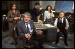 Actors (L-R) Sandy Dennis, Hal Holbrook, William Converse-Roberts, Dixie Carter & Vincent Gardenia in a scene from the New York Shakespeare Festival production of the play "Buried Inside Extra." (New York)