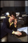Actor William Converse-Roberts in a scene from the New York Shakespeare Festival production of the play "Buried Inside Extra." (New York)