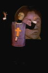 Scene fr. the workshop production of the mask/puppet musical "Braindeath." (New York)