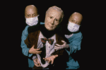 Scene fr. the workshop production of the mask/puppet musical "Braindeath." (New York)
