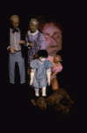 Scene fr. the workshop production of the mask/puppet musical "Braindeath." (New York)