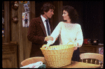 Actors Maureen Anderman & David Birney in a scene fr. the replacement cast of the Broadway play "Benefactors." (New York)