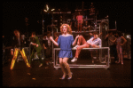 Actors Jane Krakowski (C) & Robert Downey, Jr. (reclining at R) w. cast in a scene fr. the Off-Broadway musical "American Passion." (New York)