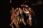 Actors (L-R) Ken Cory, Charlotte Frazier, Jane Johnston, George Wallace, Ken Kimmins, Larry Kert, Steve Elmore, Jane Russell, Marian Hailey & Stanley Grover in a scene fr. the first replacement cast of the Broadway musical "Company." (New York)