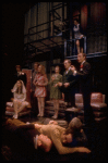 Actors Jane Russell (Top), Steve Elmore, Marian Hailey, Ken Cory, Charlotte Frazier, Jane Johnston, George Wallace, Stanley Grover (Mid.), Ken Kimmins, Barbara Barrie, Larry Kert (Floor) in scene fr. the second cast of the Broadway musical "Company." (New York)