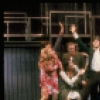 Actors (L-R) Ann Johnson, Gary Krawford, Jane A. Johnston, George Wallace, George Chakiris, Del Hinkley, Marti Stevens, Marian Hailey & Robert Goss in a scene fr. the tour of the Broadway musical "Company." (Toronto)