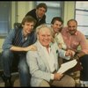 Actors (L-R) Dennis Christopher, Frank Converse, Carroll O'Connor, Paul Gleason (who left the production during rehearsals) & Gary Klar in a rehearsal shot fr. the Broadway play "Brothers." (New York)