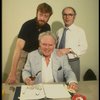 L-R) Playwright George Sibbald, actor Carroll O'Connor & Producer Noel Pearson in a rehearsal shot fr. the Broadway play "Brothers." (New York)