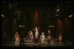 Actor Harvey Evans (C) w. cast in a scene fr. the Bus & Truck tour of the Broadway musical "Barnum." (New York)