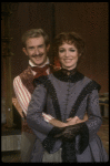 Actors Jan Pessano & Harvey Evans in a scene fr. the Bus & Truck tour of the Broadway musical "Barnum." (New York)