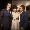 L-R) Singer Placido Domingo, actress Linda Ronstadt & producer Joseph Papp backstage at the New York Shakespeare Festival production of the musical "La Boheme." (New York)