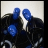 Scene fr. Off-Broadway theater piece "Blue Man Group." (New York)