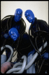 Scene fr. Off-Broadway theater piece "Blue Man Group." (New York)