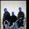 Scene fr. Off-Broadway theater piece "Blue Man Group." (New York)