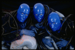 Scene fr. Off-Broadway theater piece "Blue Man Group." (New York)