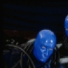 Scene fr. Off-Broadway theater piece "Blue Man Group." (New York)