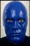 Scene fr. Off-Broadway theater piece "Blue Man Group." (New York)