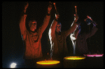 Scene fr. Off-Broadway theater piece "Blue Man Group." (New York)