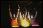 Scene fr. Off-Broadway theater piece "Blue Man Group." (New York)