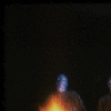 Scene fr. Off-Broadway theater piece "Blue Man Group." (New York)