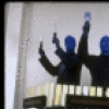 Scene fr. Off-Broadway theater piece "Blue Man Group." (New York)