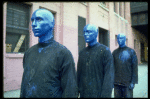 Scene fr. Off-Broadway theater piece "Blue Man Group." (New York)