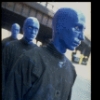 Scene fr. Off-Broadway theater piece "Blue Man Group." (New York)