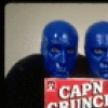 Scene fr. Off-Broadway theater piece "Blue Man Group." (New York)