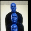 Scene fr. Off-Broadway theater piece "Blue Man Group." (New York)