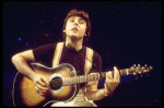 Performer Mitch Weissman impersonating Paul McCartney in a scene fr. the Broadway entertainment "Beatlemania." (New York)