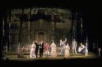 Actors (L-R) Patricia Elliott, Teri Ralston, Gene Varrone, Benjamin Rayson, Laurence Guittard, Beth Fowler, Barbara Lang, Victoria Mallory, Len Cariou & Garn Stephens in a scene fr. the Broadway musical "A Little Night Music." (New York)