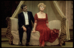 Actors Glynis Johns & William Daniels in a scene fr. the first replacement cast of the Broadway musical "A Little Night Music." (New York)