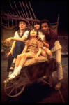 Actor Al Freeman, Jr. (R) w. children in a scene fr. the Broadway musical "Look to the Lilies." (New York)