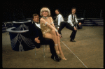 Actors (L-R) Peter Palmer, Carol Channing, John Mineo & Robert Fitch in a scene fr. the Broadway musical "Lorelei." (New York)