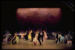 Actors Tamara Long & Lee Roy Reams (C) w. cast in a scene fr. the Broadway musical "Lorelei." (New York)