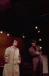 Actors (L-R) Dudley Moore & Peter Cook in a scene fr. the Broadway comedy "Good Evening." (New York)