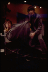 Actors (L-R) Dudley Moore & Peter Cook in a scene fr. the Broadway comedy "Good Evening." (New York)