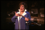 Actress Kaye Ballard w. her flute in a scene fr. her one-woman Off-Broadway musical "Hey Ma!." (New York)