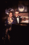 Actress Kaye Ballard & composer Arthur Siegel in a scene fr. her one-woman Off-Broadway musical "Hey Ma!." (New York)