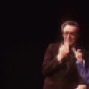 Actress Kaye Ballard & composer Arthur Siegel in a scene fr. her one-woman Off-Broadway musical "Hey Ma!." (New York)
