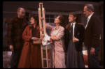 Actors (L-R) Colin Fox, Dana Ivey, Rosemary Harris, Tracy Pollan & George N. Martin in a scene fr. the Broadway play "Pack of Lies." (New York)