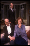 Actors (L-R) George N. Martin, Patrick McGoohan & Rosemary Harris in a scene fr. the Broadway play "Pack of Lies." (New York)