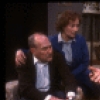 Actors (L-R) George N. Martin, Rosemary Harris & Patrick McGoohan in a scene fr. the Broadway play "Pack of Lies." (New York)