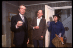 Actors (L-R) Patrick McGoohan, George N. Martin & Rosemary Harris in a scene fr. the Broadway play "Pack of Lies." (New York)