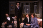 Actors (L-R) George N. Martin, Patrick McGoohan, Tracy Pollan & Rosemary Harris in a scene fr. the Broadway play "Pack of Lies." (New York)