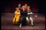 Actors (L-R) Daniel Fortus, Lewis J. Stadlen, Shelley Winters, Irwin Pearl & Alvin Kupperman in a scene fr. the Broadway musical "Minnie's Boys." (New York)