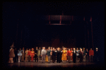 Actress Shelley Winters (C) & cast at curtain call of the Broadway musical "Minnie's Boys." (New York)