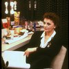 Actress Carole Shelley reading script in her dressing room mirror during the first National tour of the Broadway play "Broadway Bound." (Baltimore)