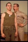Actors (L-R) Matthew Broderick & Bill Sadler in a rehearsal shot fr. the Broadway play "Biloxi Blues." (New York)